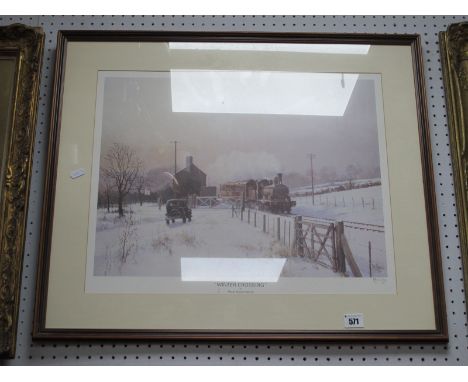 Peter Owen Jones, 'Winter Crossing', colour print, 36 x 48cm, graphite signed P.O.Jones to mount.