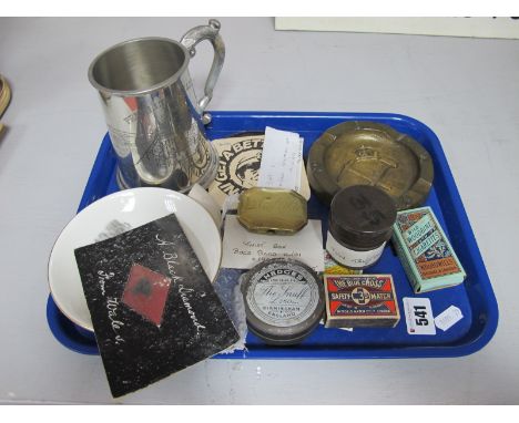 Royal School of Mining Ashtray 1945, Twist Box Bocs Baco CN01, circa 1900, Black Diamond postcard 1905, etc:- One Tray