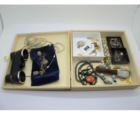 Assorted Costume Jewellery, including pendants on chains, an enamel oval locket pendant (enamel loss), AMERIK vintage bracele