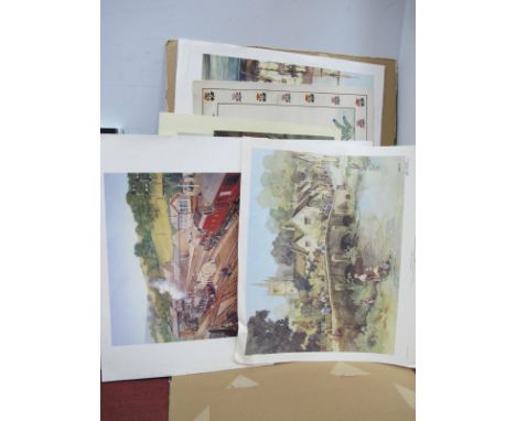 Peter Jepson, John King, Sturgeon, Simon Combes, Rowland Hilder and other unframed signed prints; Peter Owen Jones 'Lakeland 