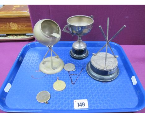 C.P. Hollingworth Hillsborough 10-9-74 At The 13th Golfing Trophy; a twin handled trophy cup, a novelty golf club ashtray, th
