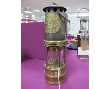 Hailwood &amp; Ackroyd of Otley, Leeds Type 0.1B Miners Lamp, circa 1927, stamped No. 13?, 27cm high with suspension hook dow