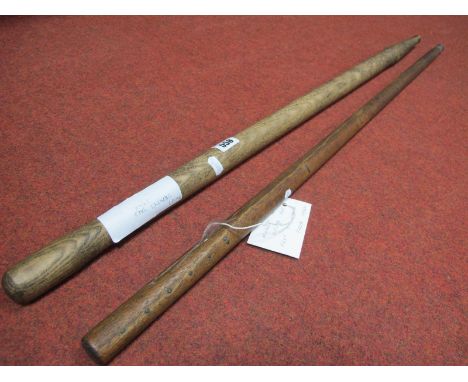 Mining Deputy's Yard Stick, marked with studs for feet and inches, 91cm high; one other. (2)