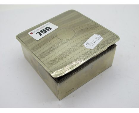 A Hallmarked Silver Cigarette Case, allover engine turned and initialled (7.8cm long); together with an engine turned EPNS ci