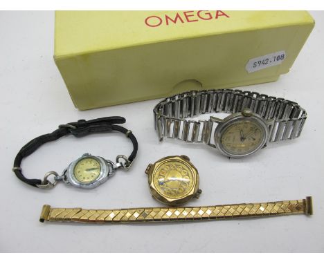 ETERNA; A Vintage Wristwatch, on an openwork bracelet; a vintage ladies wristwatch; a ladies wristwatch head (damages) and a 