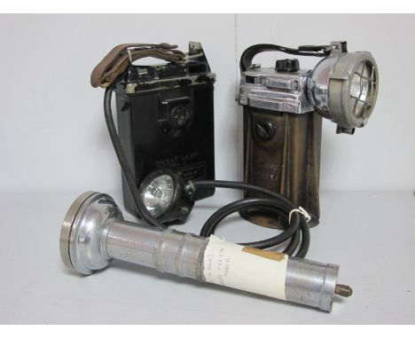Oldham of Denton 'Tanka' Lamp No. 25, circa 1946, CEAG Fisheye Torch AP4456, Koehler Wheat Lamp model 'W'. (3)
