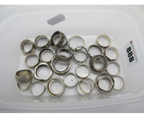A Collection of "925" and Other Band Rings, including openwork, engraved, patterned, etc (finger sizes noted K/M/S/V/Y).