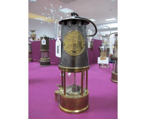 Protector Lamp &amp; Lighting, Eccles, Type S L Miners Lamp, stamped 'No. 465', circa 1959, 24.5cm high with suspension hook 