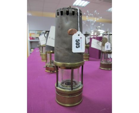 Richard Johnson Clapham &amp; Morris of Manchester &amp; Liverpool Miners Lamp, circa 1912, stamped '169' to copper panel and