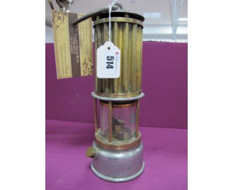 'Premier' of Leeds Miners Lamp, circa 1930, having reeded upper body, 27cm high with suspension hook down.