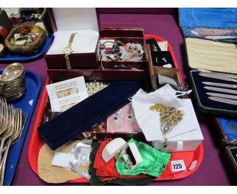 A Novelty Golfer Tie Pin, (indistinctly stamped "9ct"), together with assorted costume jewellery, including V &amp; A peacock