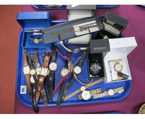 A Collection of Assorted Wristwatches, including Rotary, Lorus, Sekoda, etc (some boxed):- One Tray