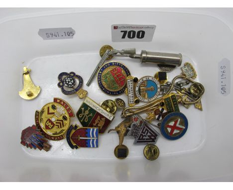 Enamel and Other Badges, including "Earls Barton Bowling Club 1922-1972", "Frickley and District Bowling Association", "Wales