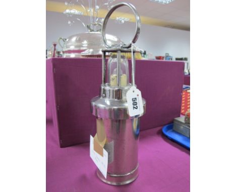 CEAG Lamp, of Barnsley, 1942, patt 8115, electric, chrome plated, Military arrow present, 33cm high overall.