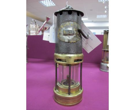 Evan Thomas Williams, Aberdare, Cambrian No. 1 Miners Lamp, 1943, stamped 231 Aberdare, 26cm high suspension hook down.