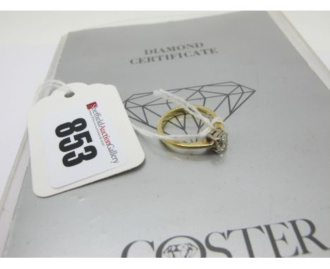 An Oval Cut Single Stone Diamond Ring, four claw set, stamped "750", (finger size K). *Coster Diamond Certificate States 0.62