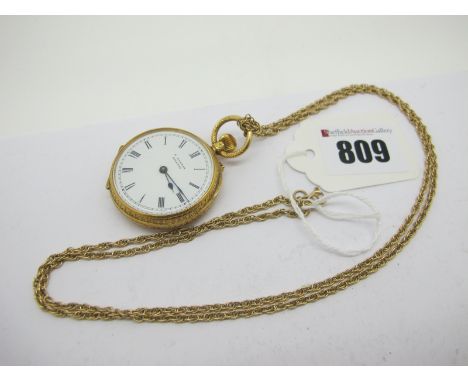 S.Burman Bristol; An 18ct Gold Cased Fob Watch, the signed dial with black Roman numerals, the movement signed "S.Burman 10 W