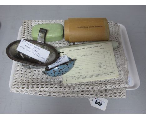 Mining Ephemera. 'National Coal Board' Toilet Paper, PHB Soap, Petty Cash Vouchers, Dirty Clothes Wash Bag, Pit Head Baths So