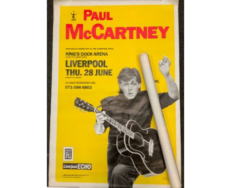 Music Memorabilia - a pair of Paul McCartney of the Beatles"Let It Be Liverpool" Concert Poster (by Marshall Arts Ltd, 1990).