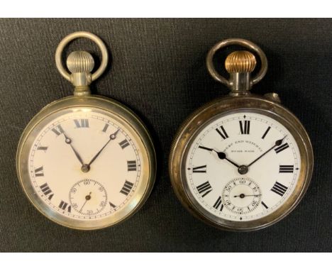 A West End Watch company skeleton back pocket watch, white enamel dial, bold Roman numerals, 935 grade silver case, button wi