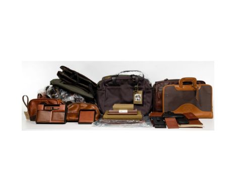Leather Accessory Assortment  Approximately (33) leather and leather-accented canvas items including toiletry bags, dopp kits