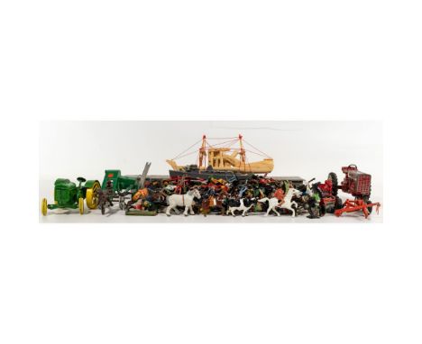 Metal Toy Assortment  John Deere #500EP 1/16 scale 1923 Model D tractor; 1962 1/16 scale red Ertl die-cast International Harv
