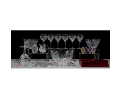 Waterford and Marquis Crystal Assortment  (25) items including (6) 'Eve' wineglasses; a 10-inch giftware bowl; a 'Dorset' egg