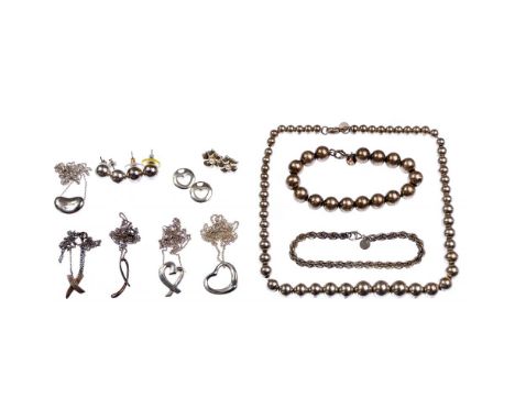 Tiffany &amp; Co Jewelry Assortment  (12) items including pierced earrings, necklaces with pendants and bracelets; designers 
