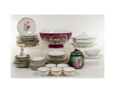 Porcelain Assortment  Approximately (53) items including dinner plates, salad plates, bread and butter plates, fruit / desser