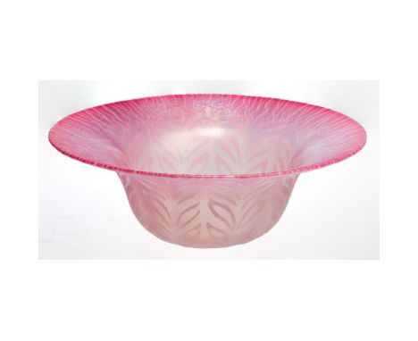 Louis Comfort Tiffany Favrile Bowl  Etch marked 'L. C. Tiffany Favrile 1925' on underside; pink opalescent feathered bowl hav