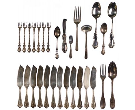 Sterling Silver Flatware Assortment  (24) items in varying patterns including (7) cocktail forks, a child fork, (2) teaspoons