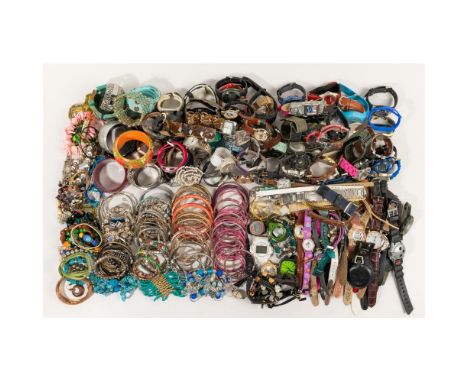Costume Jewelry and Watch Assortment  Approximately (17) pounds of bracelets, bangles and watches including Casio, Armitron, 