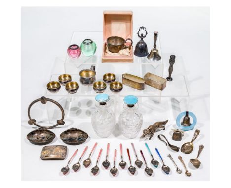 Sterling Silver Object Assortment  (41) items including (6) salt cellars, (2) salt spoons, (2) napkin holders, (2) shell dish