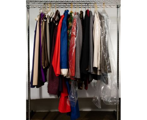 Designer Clothing Assortment  (30) items including (3) c.1950 Gucci wool skirts as well as slacks, blazers, suits, dresses, s