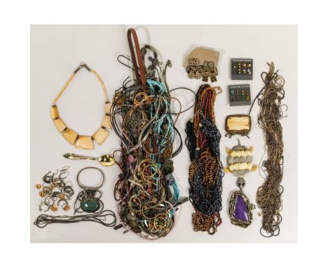 Sterling Silver and Costume Jewelry Assortment  Including necklaces, chains, earrings, pendants, bracelets, most marked '925'