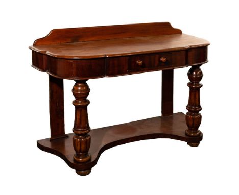 French Fruitwood Server  Having rounded edges with scalloped portions on top section, (2) ornately carved column-style front 