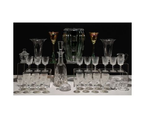 Designer Crystal Stemware and Vase Assortment  (35) items including Waterford 'Lismore' (16) port wine, (8) cordial, a creame