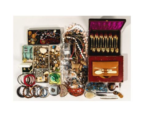 Costume Jewelry Assortment  Approximately (7) pounds including necklaces, bracelets, watches, earrings, pendants, compact and