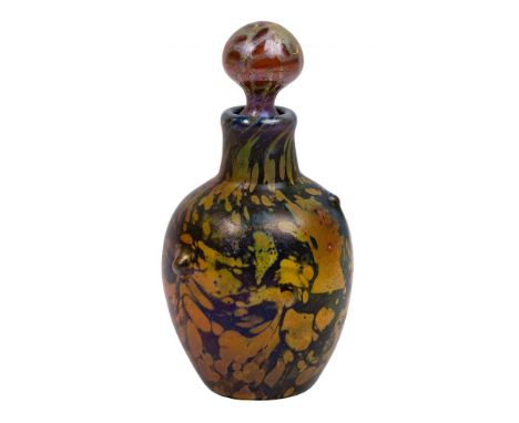 Louis Comfort Tiffany Favrile Cypriot Perfume Bottle  Etch signed '1996 K L.C.T. Favrile' on underside, mottled surface with 