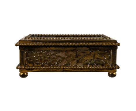 Tiffany Studios Grapevine Box  Impressed 'Tiffany Studios New York 800' having a vine motif, beaded banding on lid and base, 