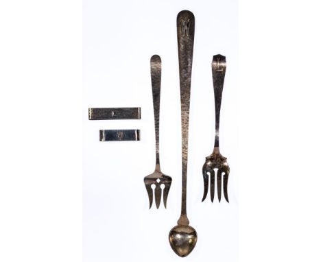 The Kalo Shop Sterling Silver Utensil Assortment  (3) items having a hammered surface including by Kalo bar spoon #201, cold 