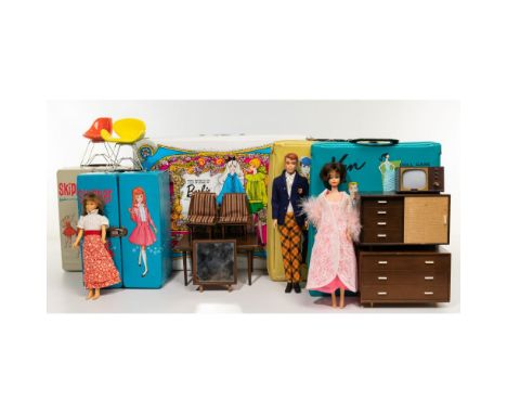 Mattel Barbie, Ken and Skipper Assortment  c.1960-1970, (10) dolls including twist and turn brunette Barbie having bendable l