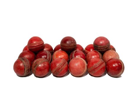 Leather Cricket Ball Collection  (21) items, red leather stitched around a cork core  Property from: a Chicago, Illinois (Str