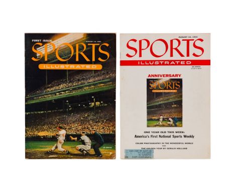 Sports Illustrated First Edition  Volume 1 (August 16, 1954), including subscription cards and a 3-page foldout of baseball c