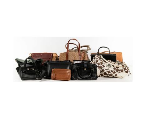 Coach Purse Assortment  (12) items including (8) leather handbags in various colors and forms, a leather briefcase and (3) fa