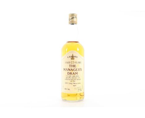 CARDHU 15 YEAR OLD MANAGER'S DRAM 75CL SPEYSIDE SINGLE MALT  Bottled: 19/07/198963% ABV / 75cl  Cardhu was the first distille
