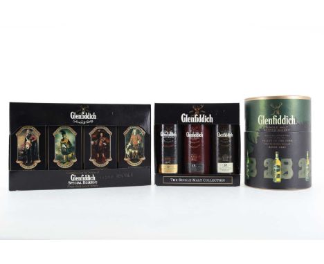 10 ASSORTED GLENFIDDICH MINIATURES INCLUDING CLANS OF THE HIGHLANDS OF SCOTLAND GIFT SET  All 40% ABV / 5cl  Qty: 3  Without 