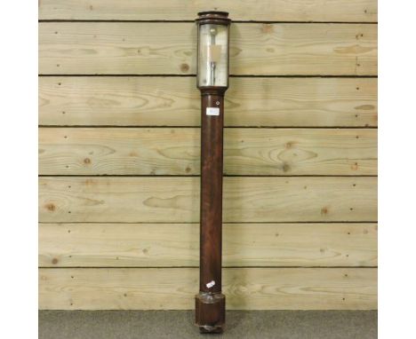 A George III mahogany cased stick barometer, 100cm tall