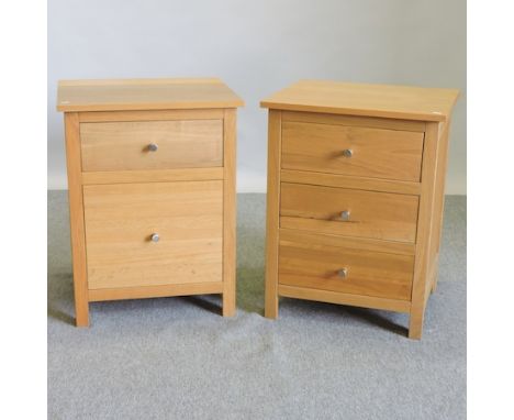 A pair of modern light oak bedside cabinets, by Corndell Furniture, 57cm