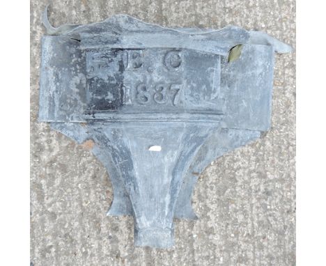 A 19th century lead hopper, dated 1837, 50cm tall